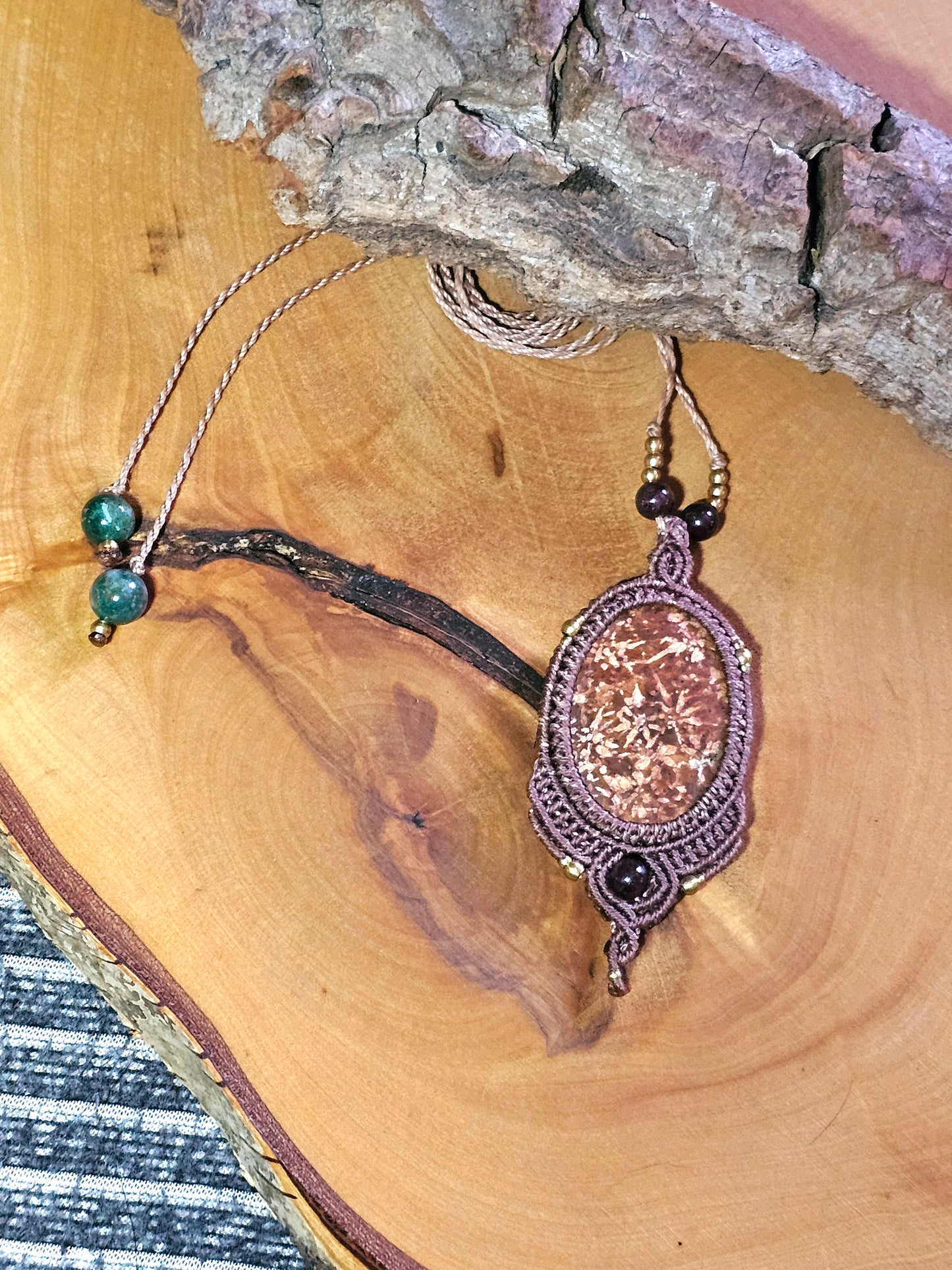 Halskette Mariam Jaspis Makramee Schmuck Handarbeit