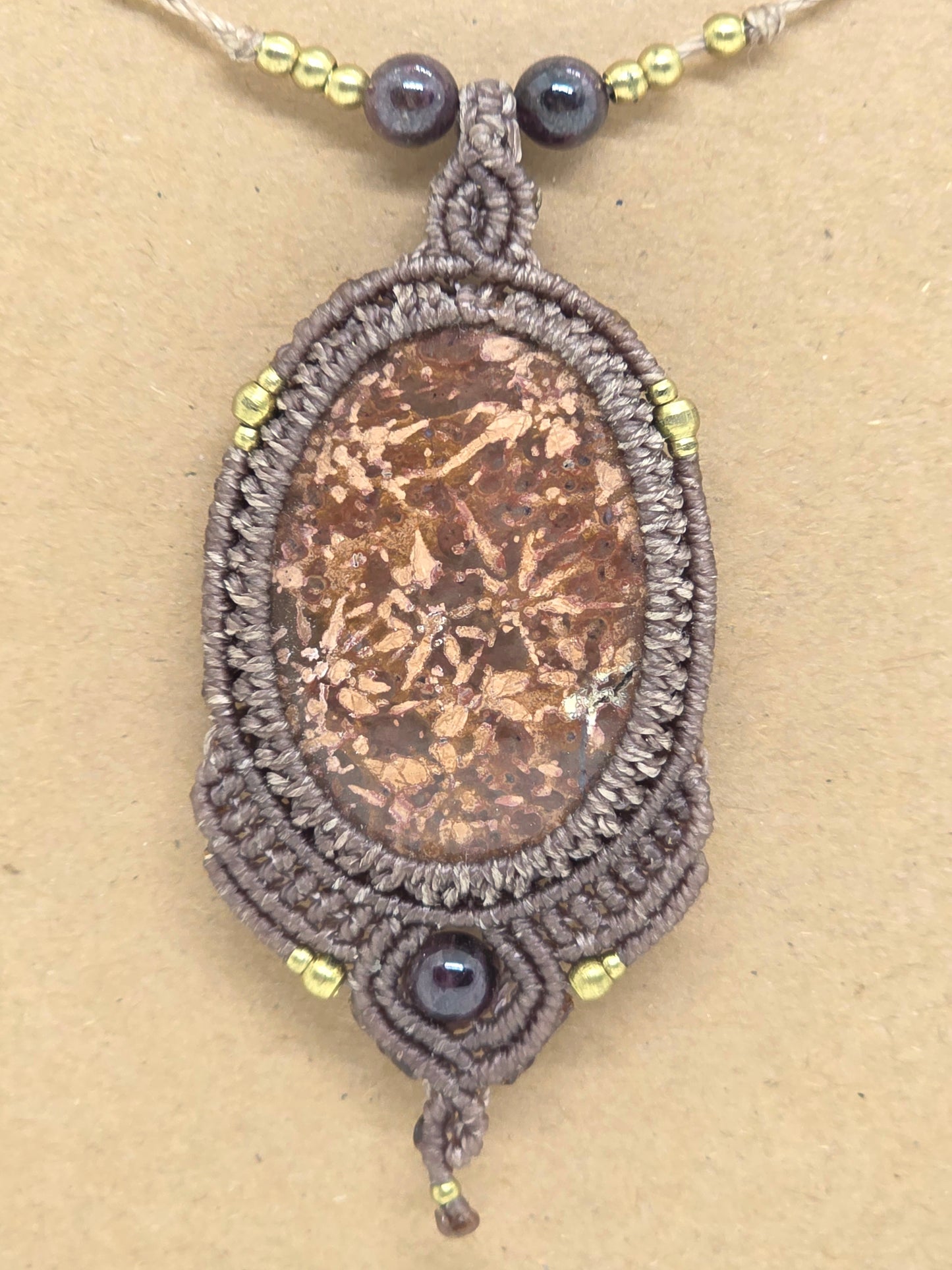 Halskette Mariam Jaspis Makramee Schmuck Handarbeit