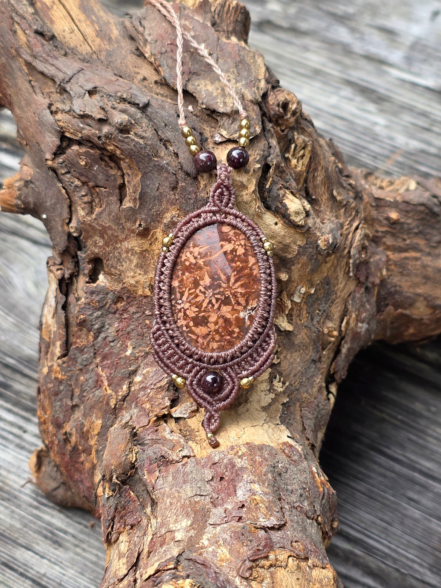 Halskette Mariam Jaspis Makramee Schmuck Handarbeit